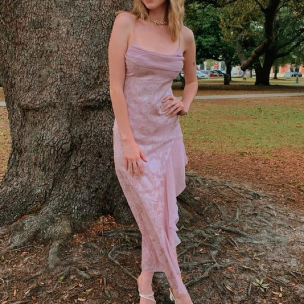 URBAN OUTFITTERS ASYMMETRICAL COWL NECK MIDI DRESS - Picture 3 of 13